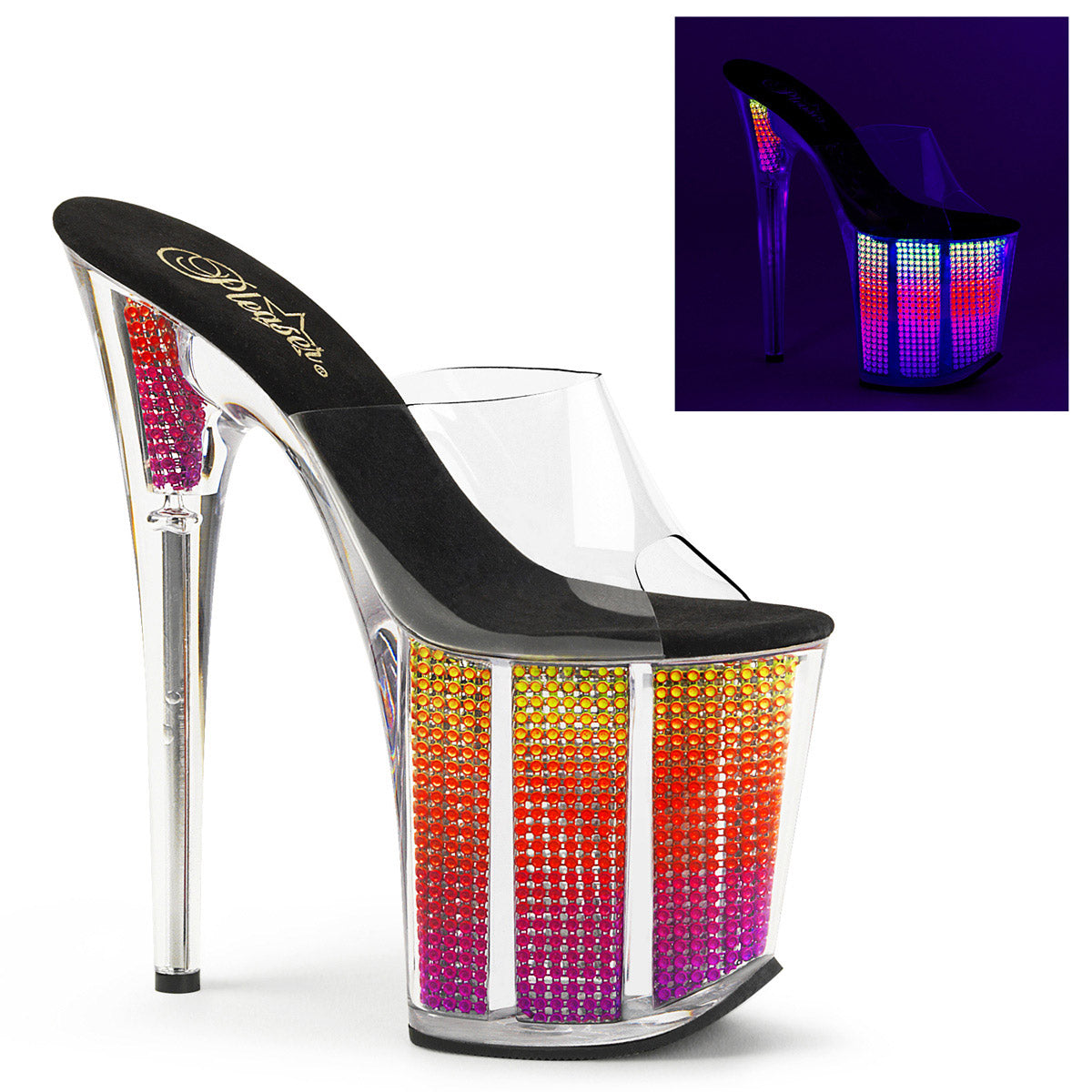 Pleaser Platform Stiletto Peep Toe Slide Mules High Heels Adult Women Flam801