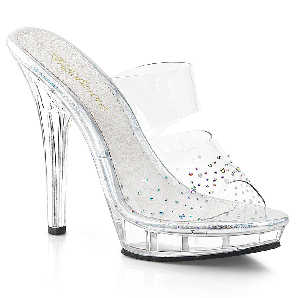 Pleaser Fabulicious 5" Heel Two Band Slide Adult Women Shoes Sandals Lip/102