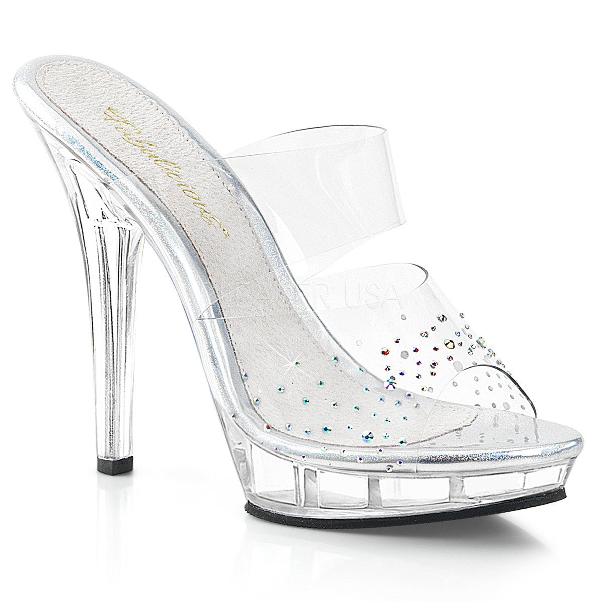 Pleaser Fabulicious 5" Heel Two Band Slide Adult Women Shoes Sandals Lip/102