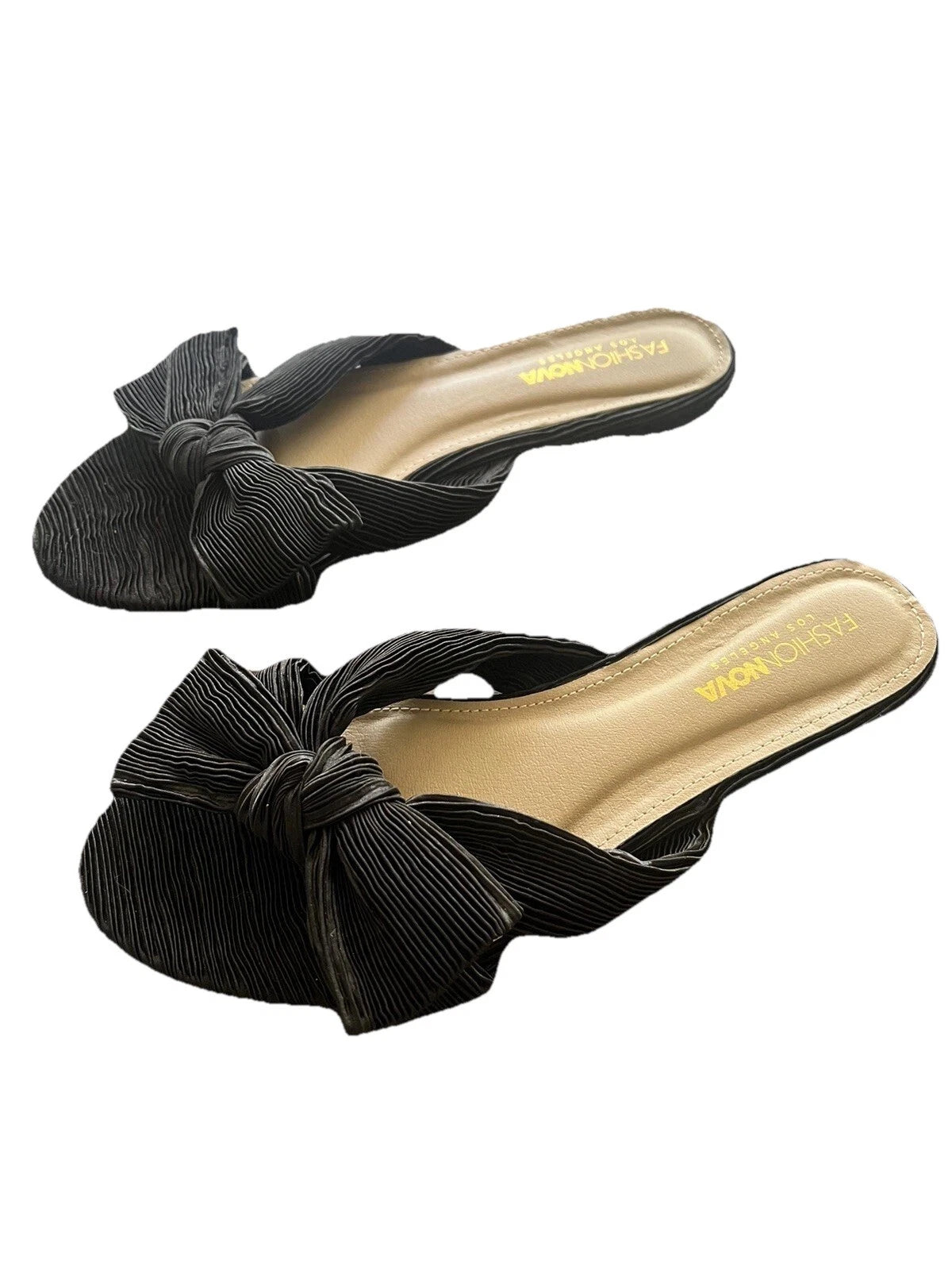 FASHION NOVA Women’s Sandals 9 Black Bow Flats