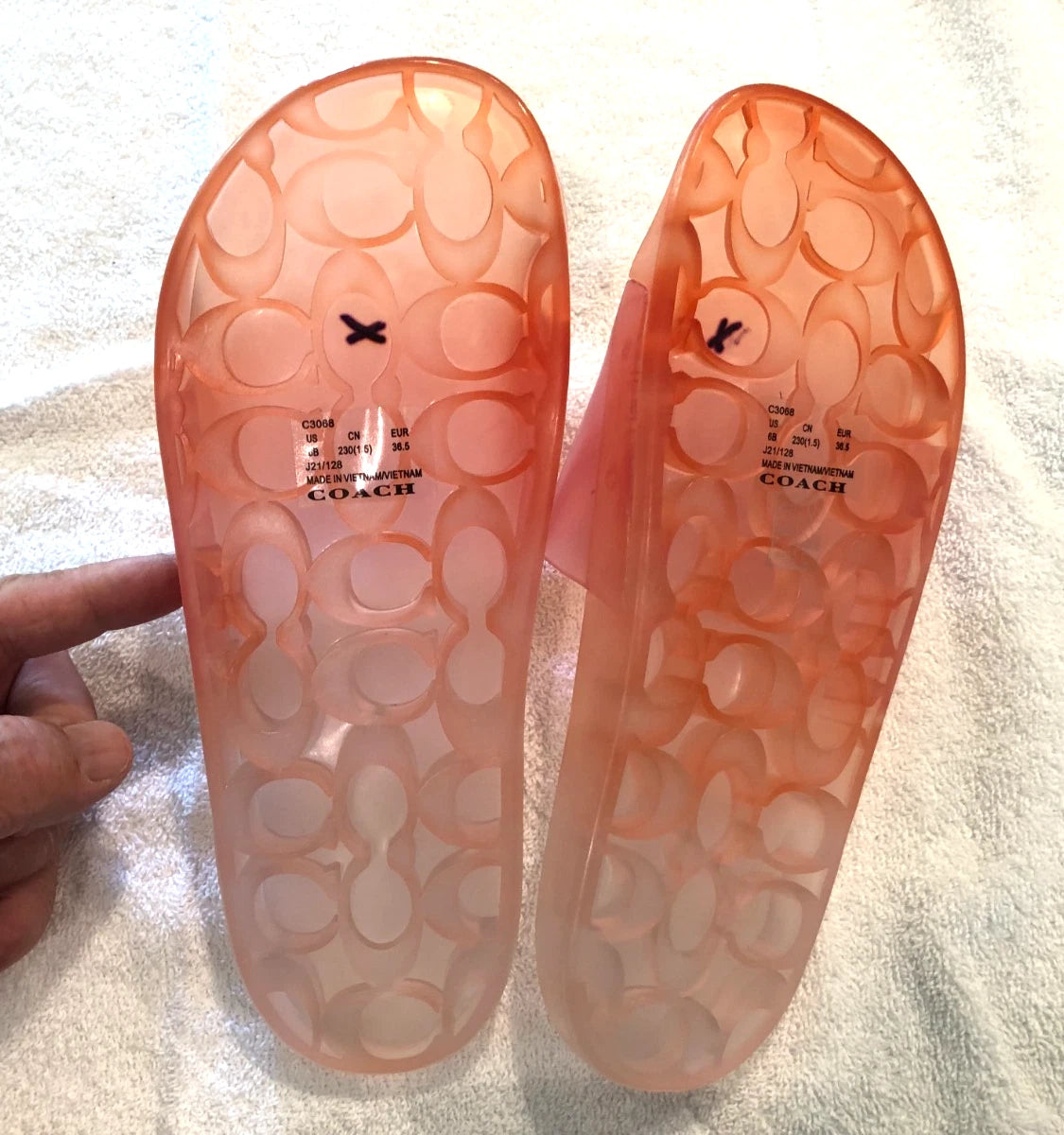 Coach Ulyssa Rubber Slide Sandals Womens 6B Tangerine, Open Toe New
