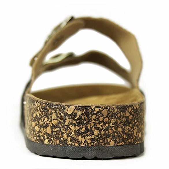 H2K Karen Glitter Gold Fashion Slides Flip Flops Sandals Bling Adjustable Straps