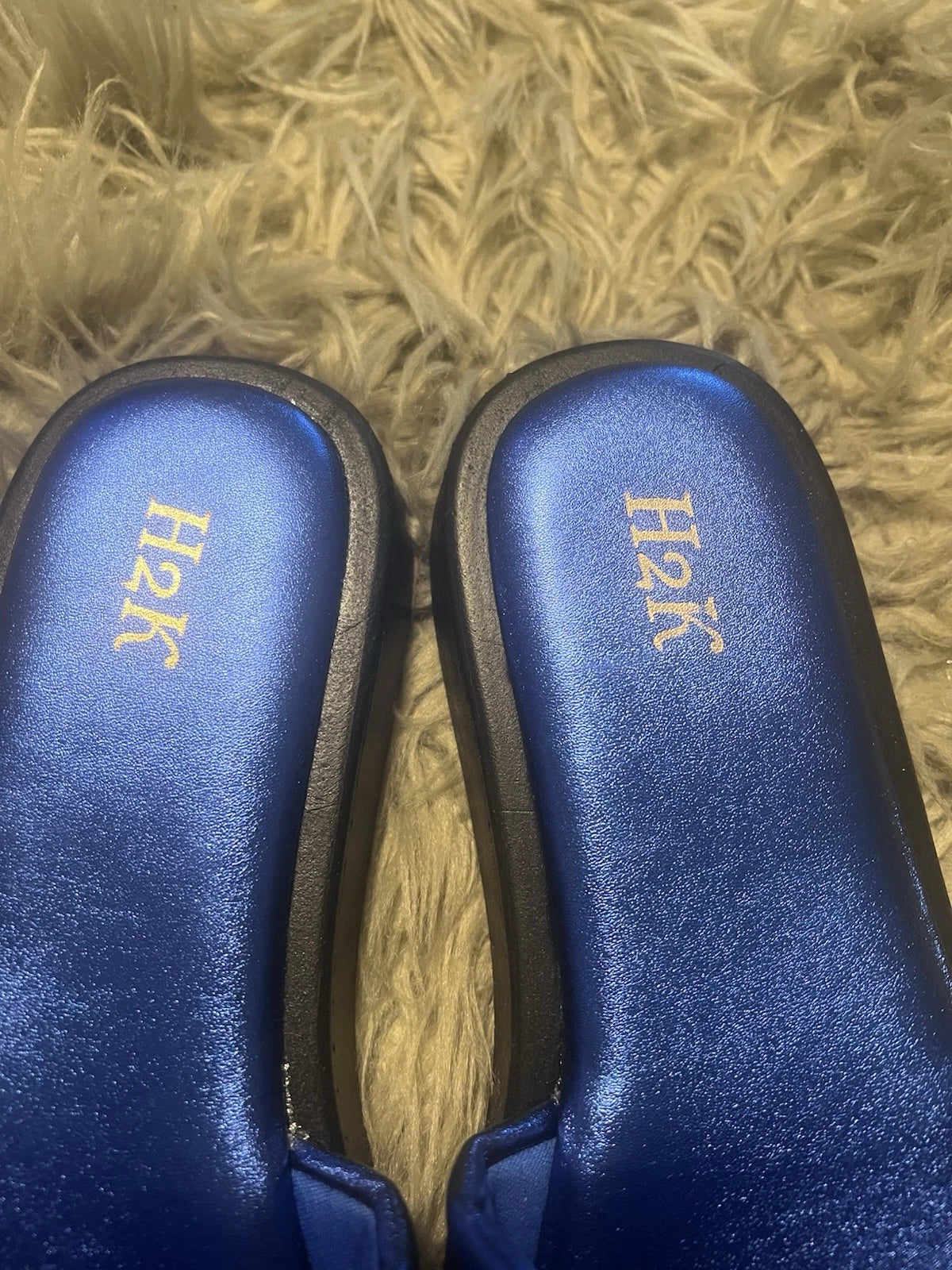 H2K Silver Chain Size 10 Royal Blue Fashion Comfort Soft Slides Sandals Open Toe