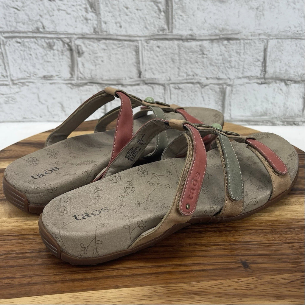 Taos Prize 4 Womens 10 Leather Gem Strappy Comfort Fashion Slides