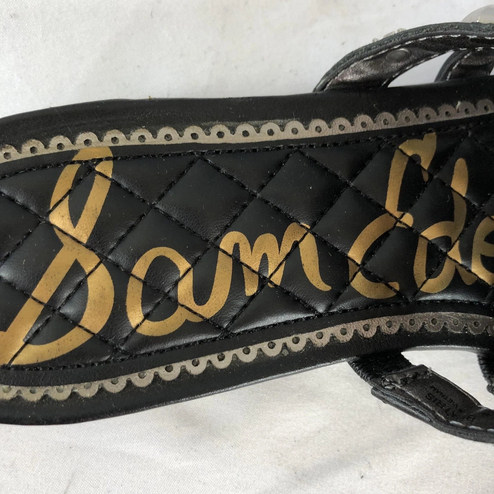 Sam Edelman Shoes Womens Size 7.5 Black Studded Leather Slides Sandals BEATRIS