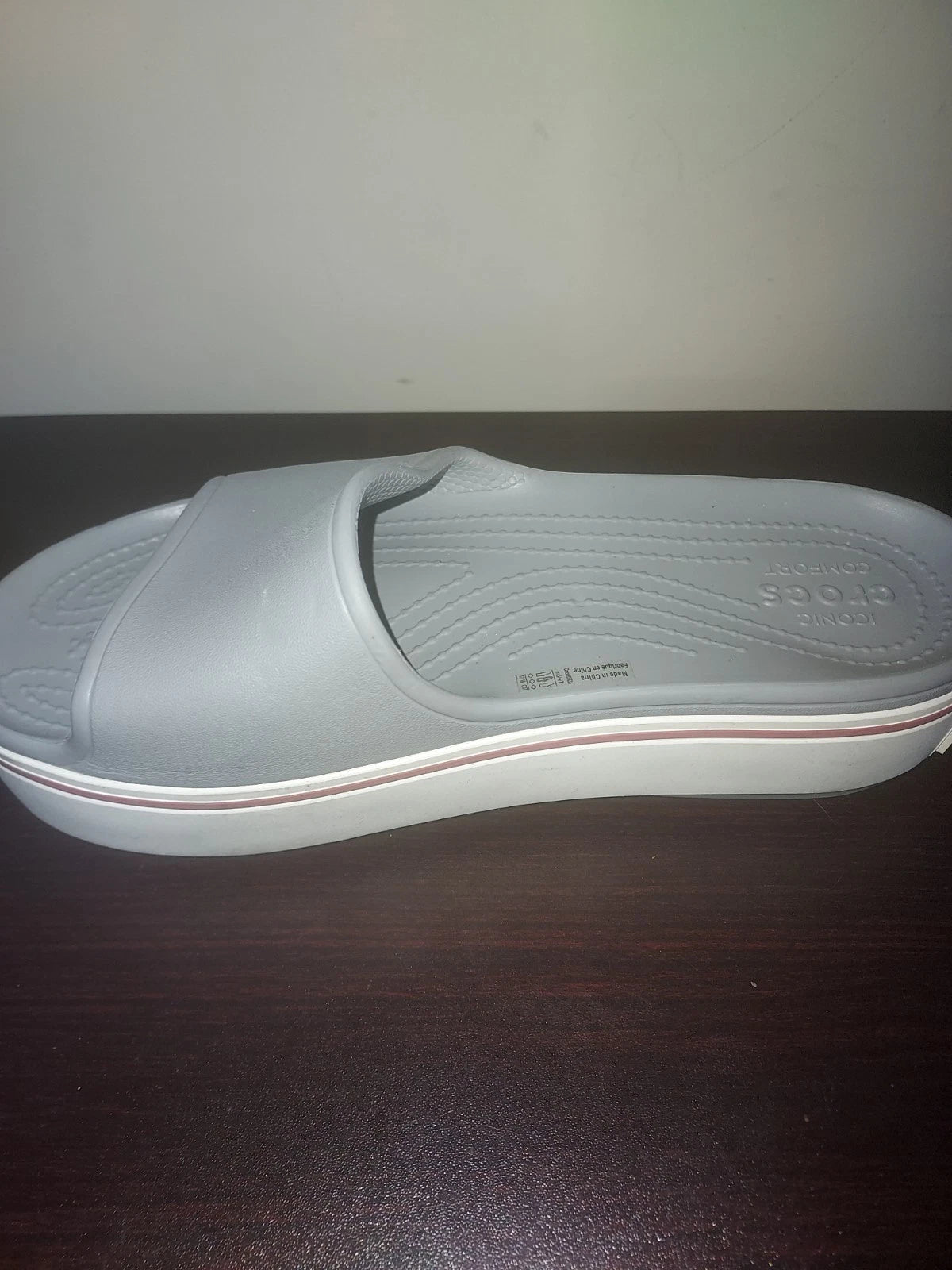 Crocs Women's Slides Size 7  Crosband  Platform Sandals Iconic Comfort Gray