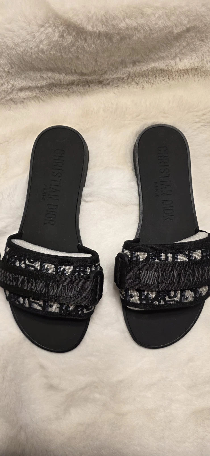 CHRISTIAN DIOR Women's Signature Canvas  Slides Slippers Size 38US