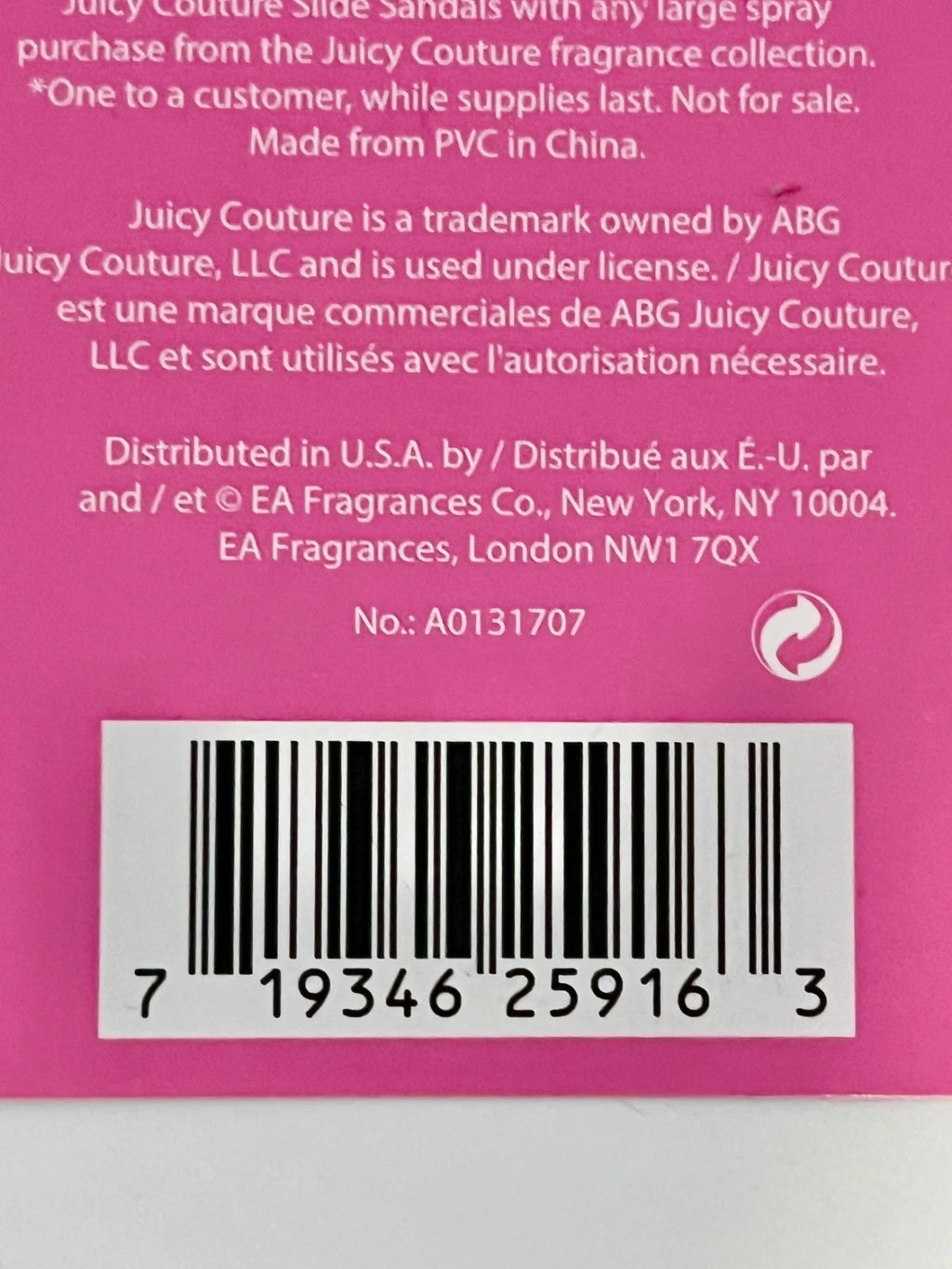 Juicy Couture Women’s Hot Pink Slide Sandals Size US 9–10 (EU 40) Promo Gift NEW