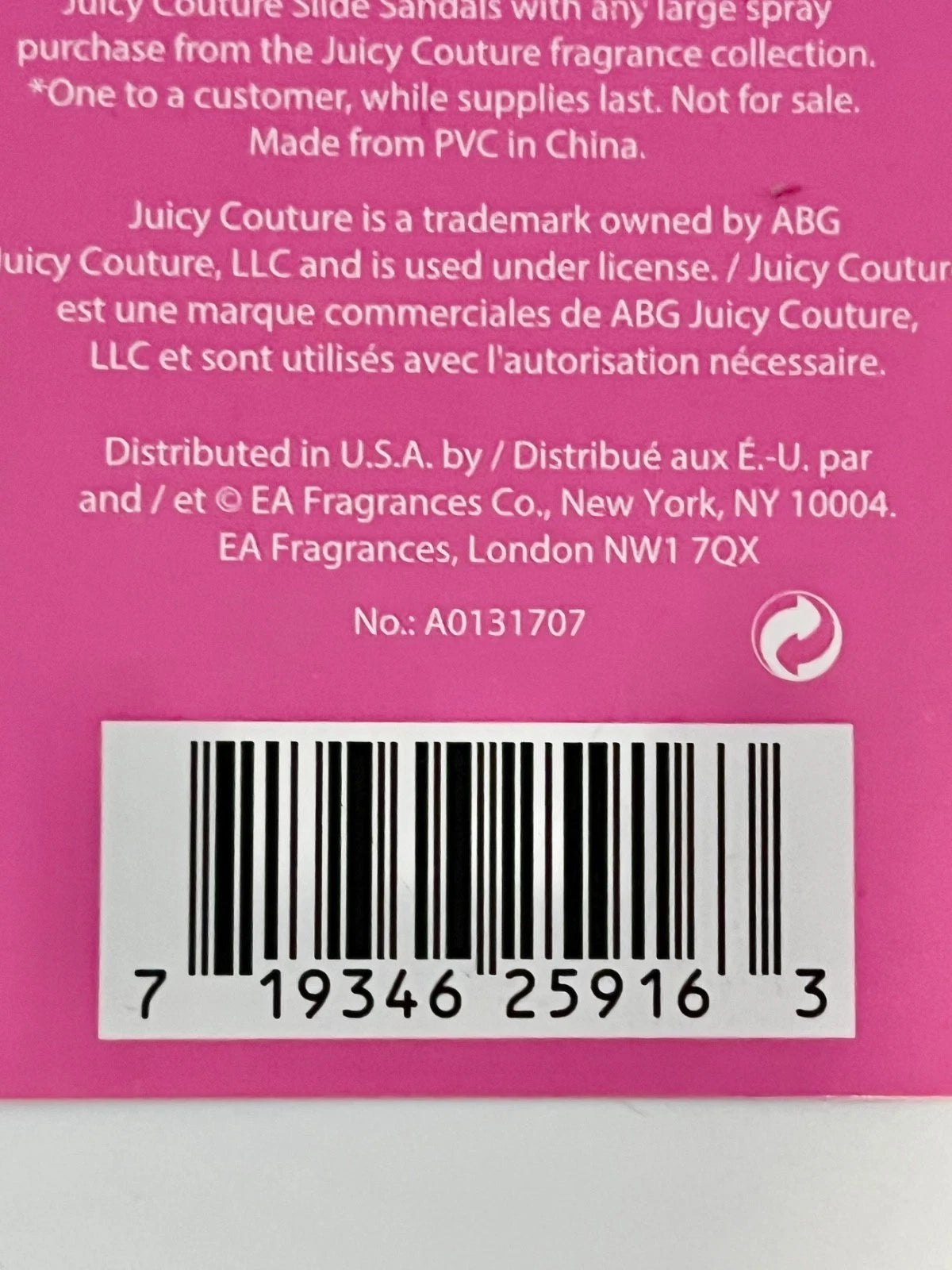 Juicy Couture Women’s Hot Pink Slide Sandals Size US 9–10 (EU 40) Promo Gift NEW
