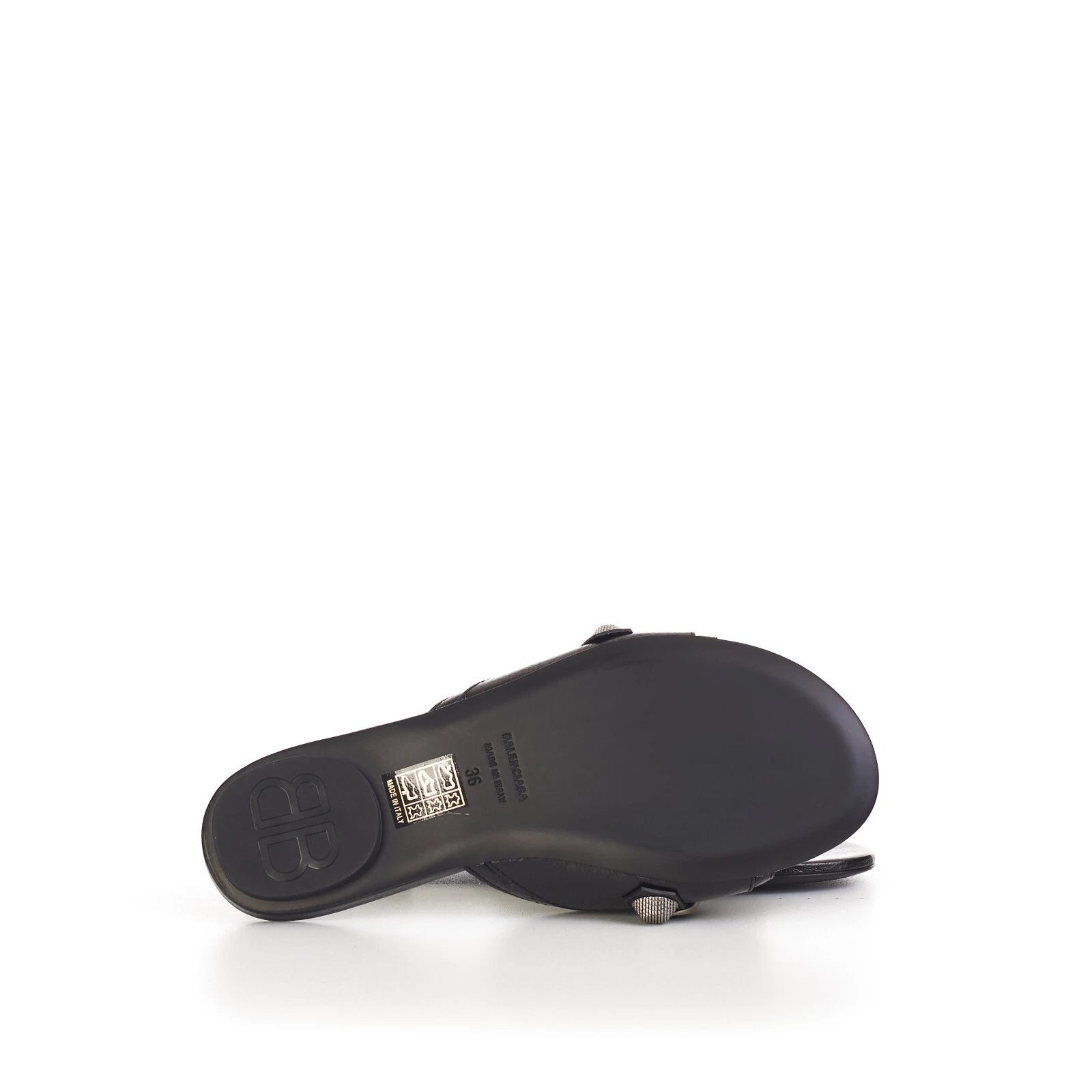 BALENCIAGA 750$ Cagole Slide Sandals - Arena, Studs, Black Leather