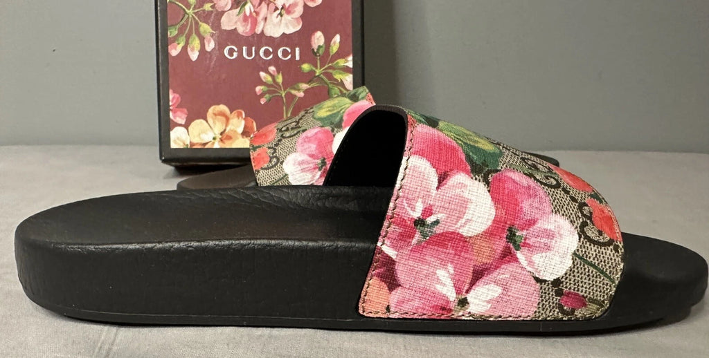 Gucci GG Bloom Supreme Floral Slides Women’s Size 34 (US 4) Authentic