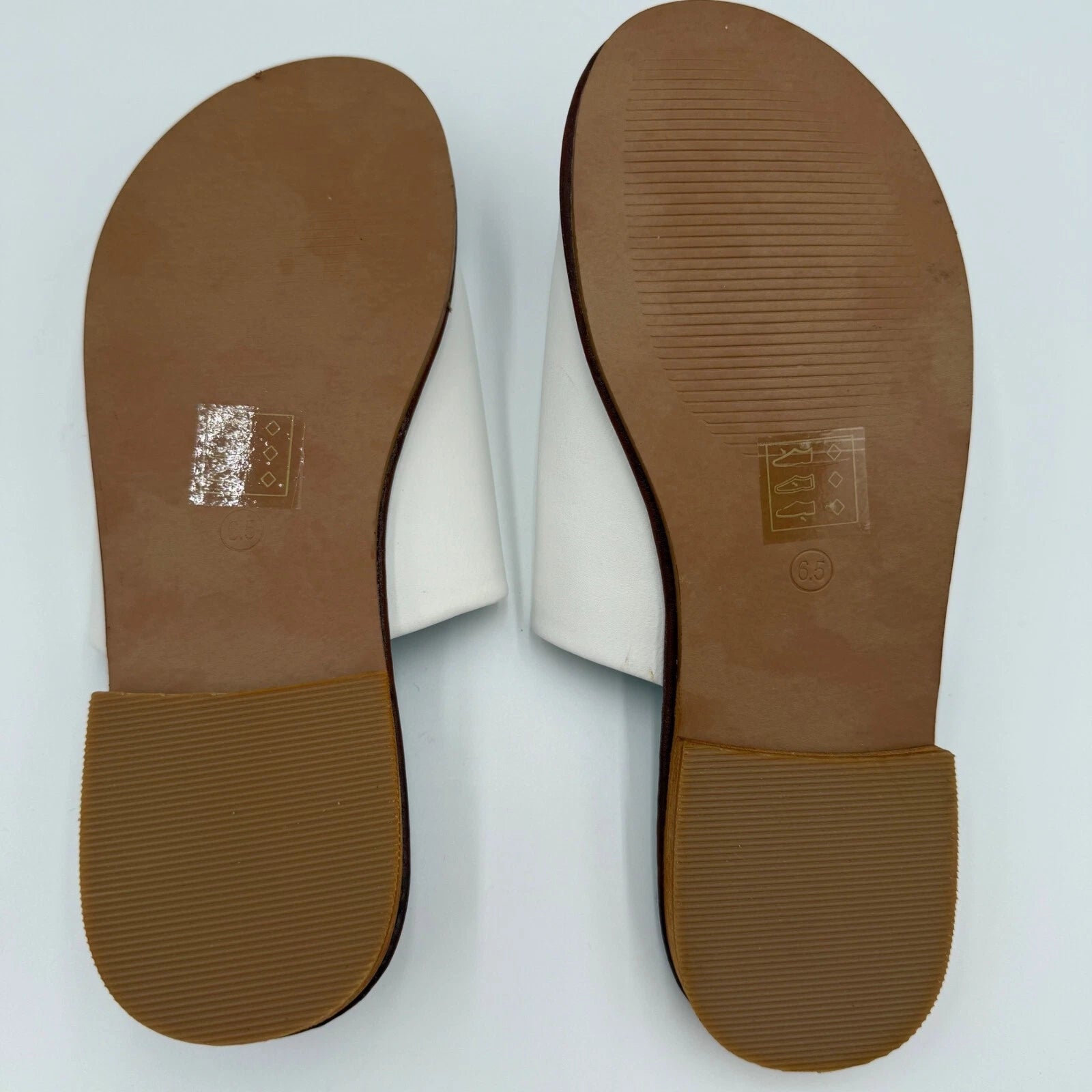Beast Fashion White Leather Slip-On Slide Sandals Casual Summer Size 6.5