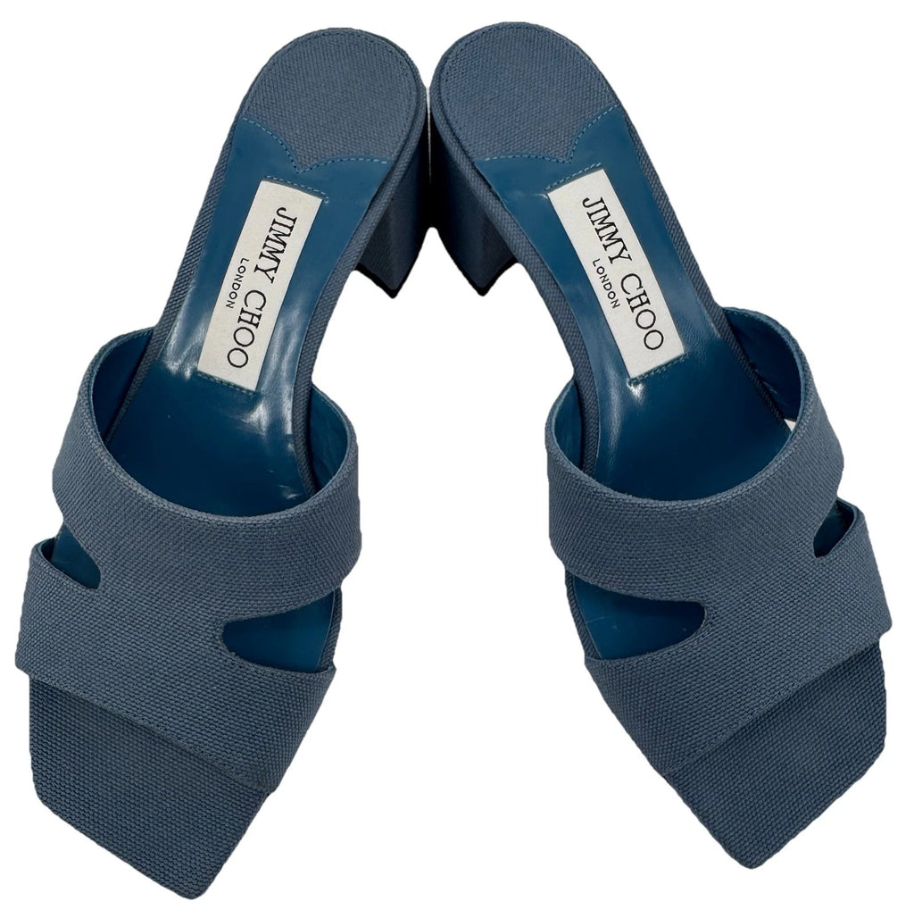 NEW Jimmy Choo Ellison Linen Mule 45 Sandal Denim Blue EU 36 (US 6) Designer