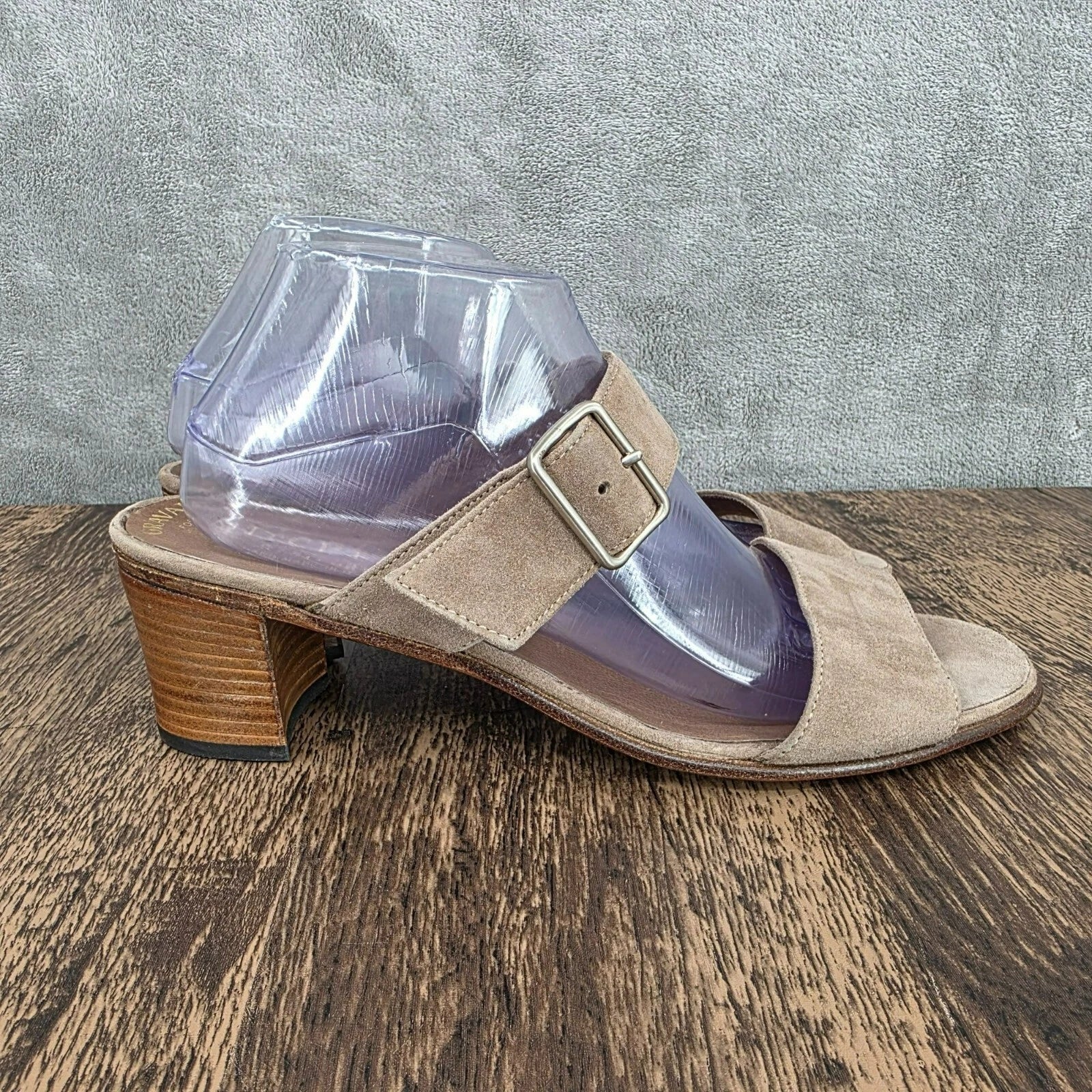 Gravati Mitchells Slide Sandals 10.5 Toast Suede Leather 2 Strap Buckles Italian