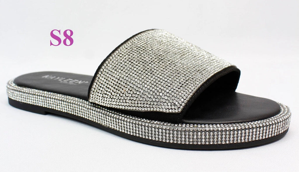 KARAUSA Fashion Bling Rhinestone  2 Buckles Sandal Slides, go to'KARAUSA' store