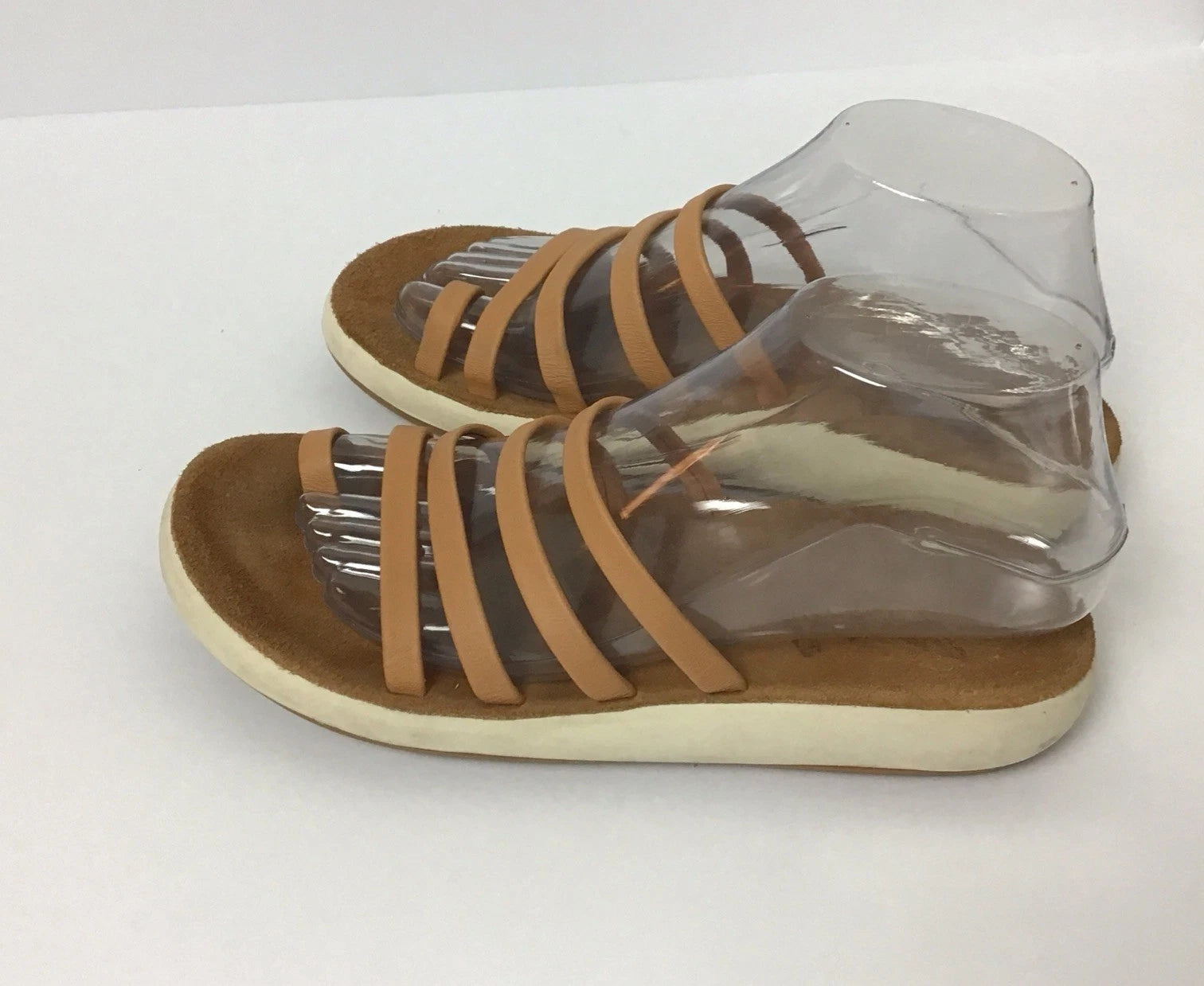 Ancient Greek style Tan leather strappy real leather slide sandals handmade, 9