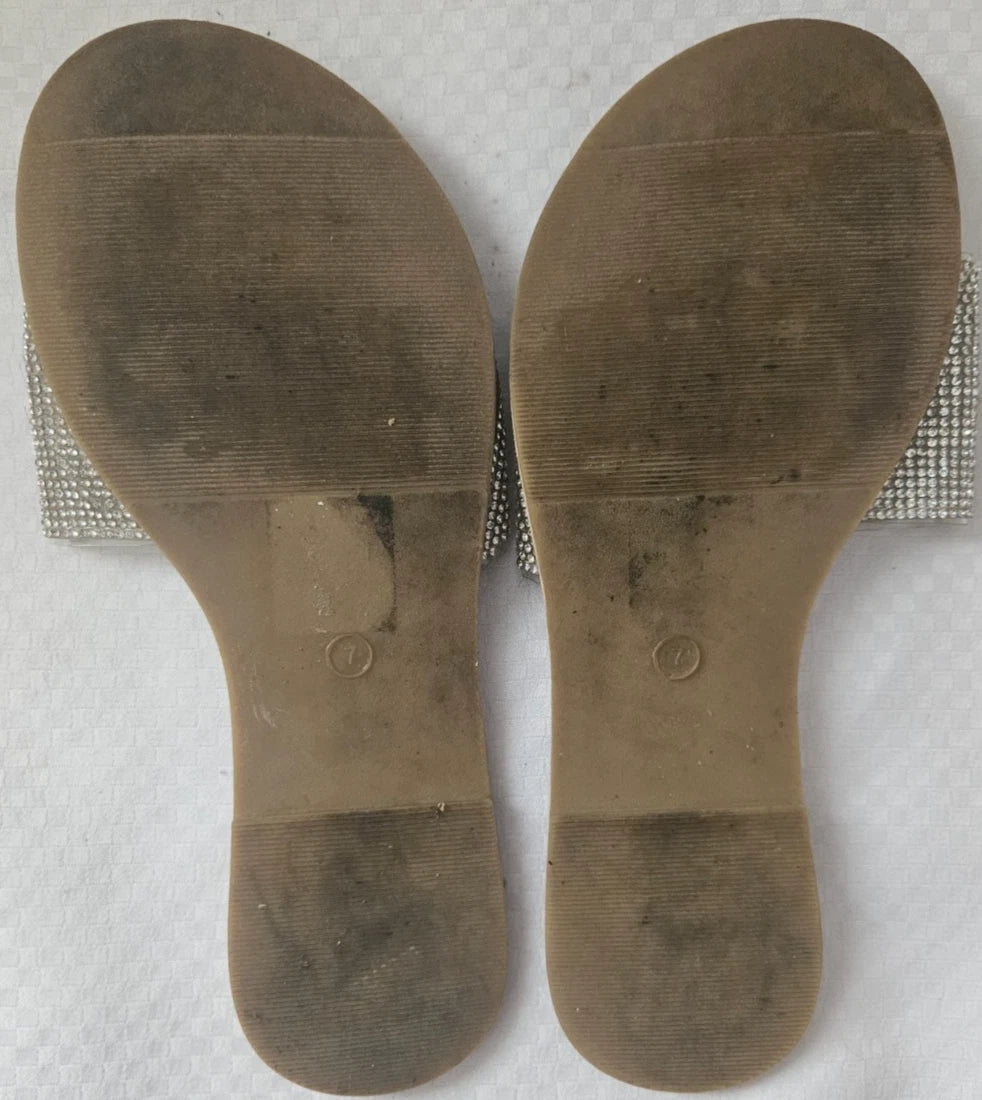 Women's FashionNova Slides with Rhinestones/ US Size 7 Women's Sandals/ Summer