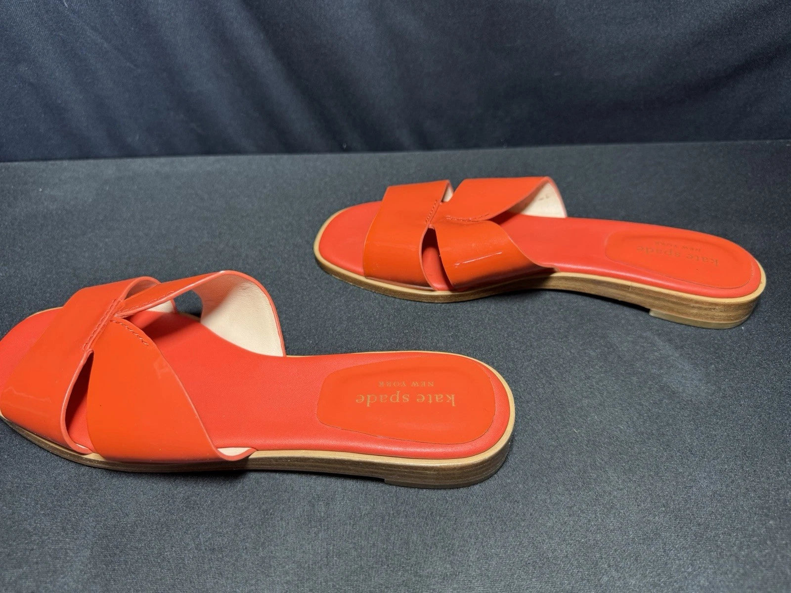 Kate Spade Orange Dock Sandal Womens 7 Leather Square Toe Coastal Style GUC