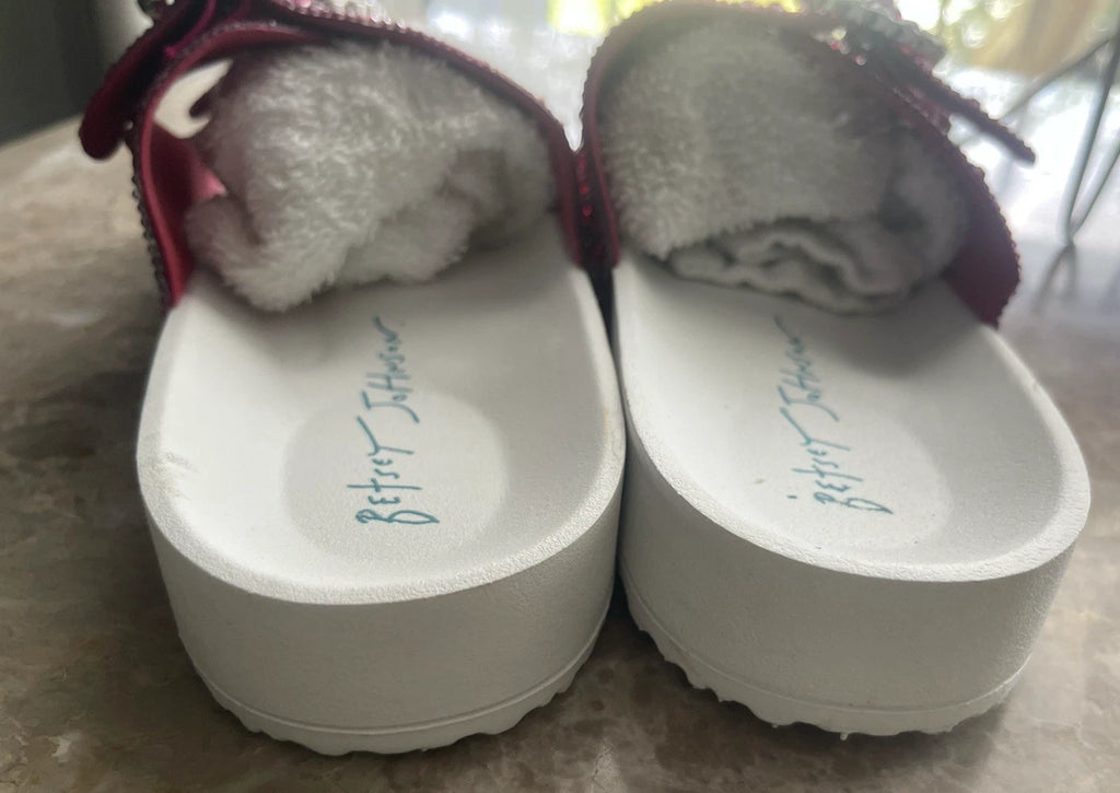 Pink White Betsey Johnson Women's SB-Trudy Sandal, Fuchsia Sz 8 M NEW