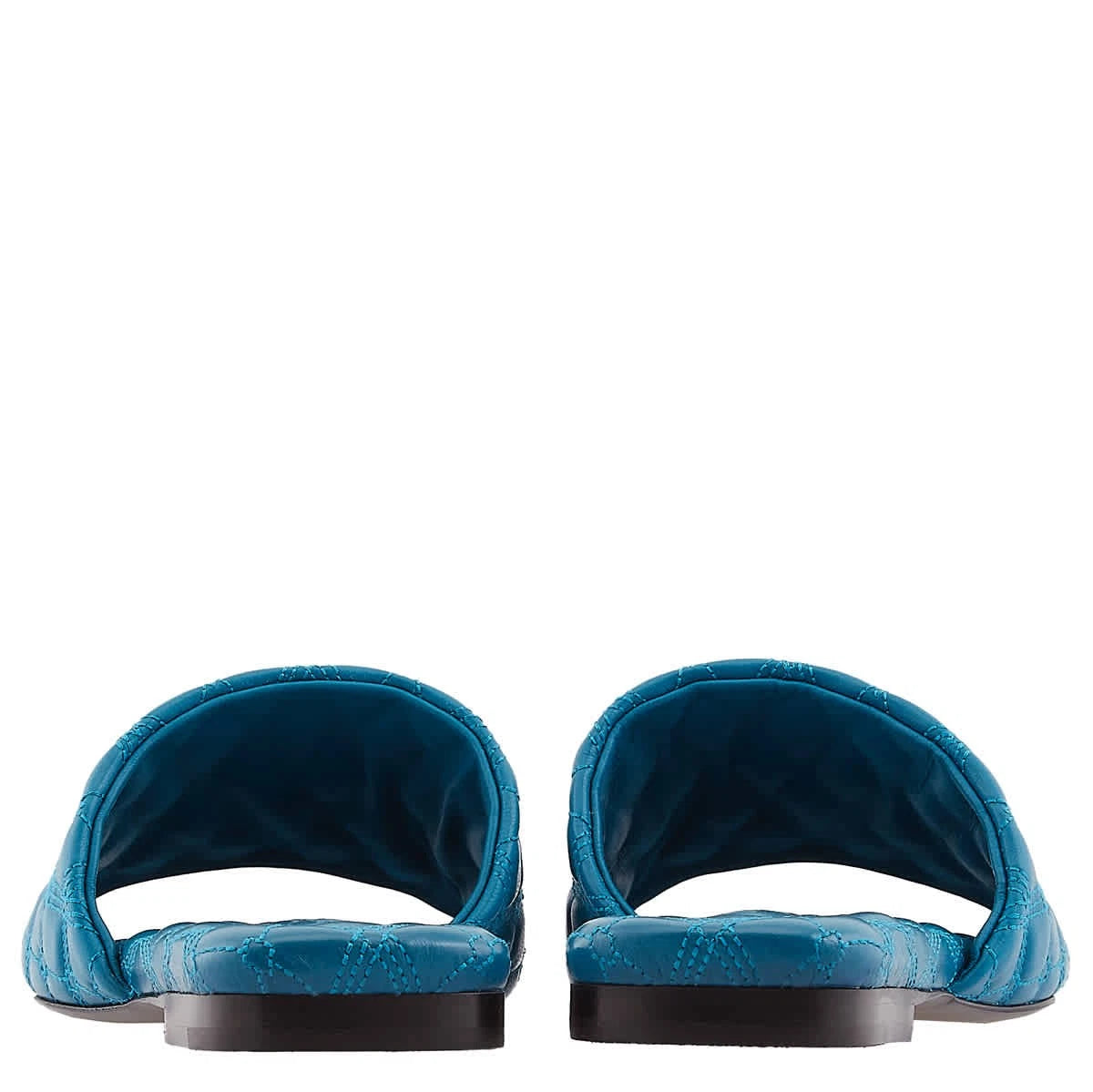 Burberry Leather Quilt Slides In Kingfisher