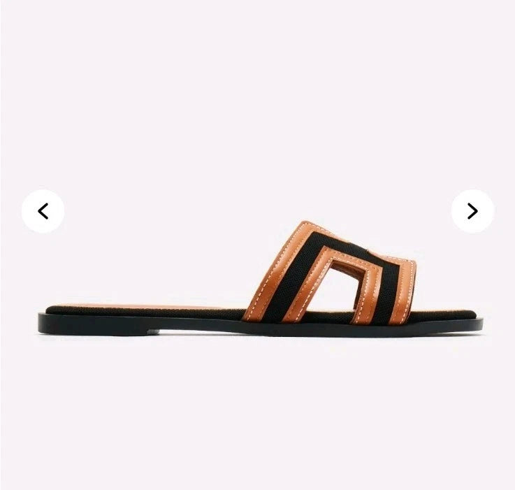 FASHION NOVA Womens Endless Fun Flat Sandals - Black Size 8 US NEW
