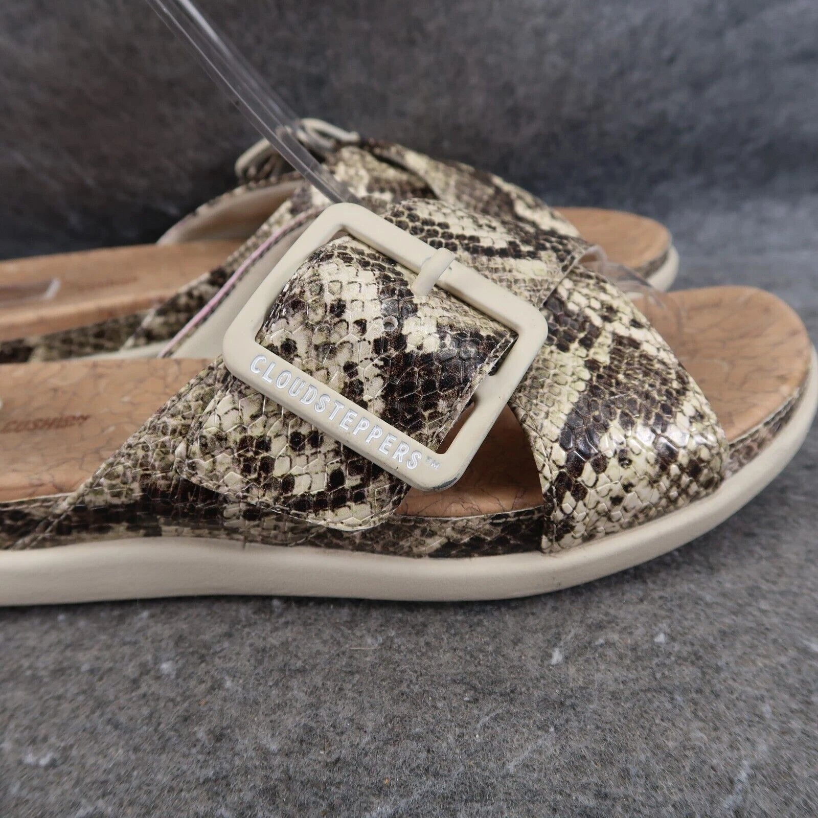 Clarks Shoes Womens 8 Sandal Slides Fashion Snakeskin Platform Juneshell Comfort
