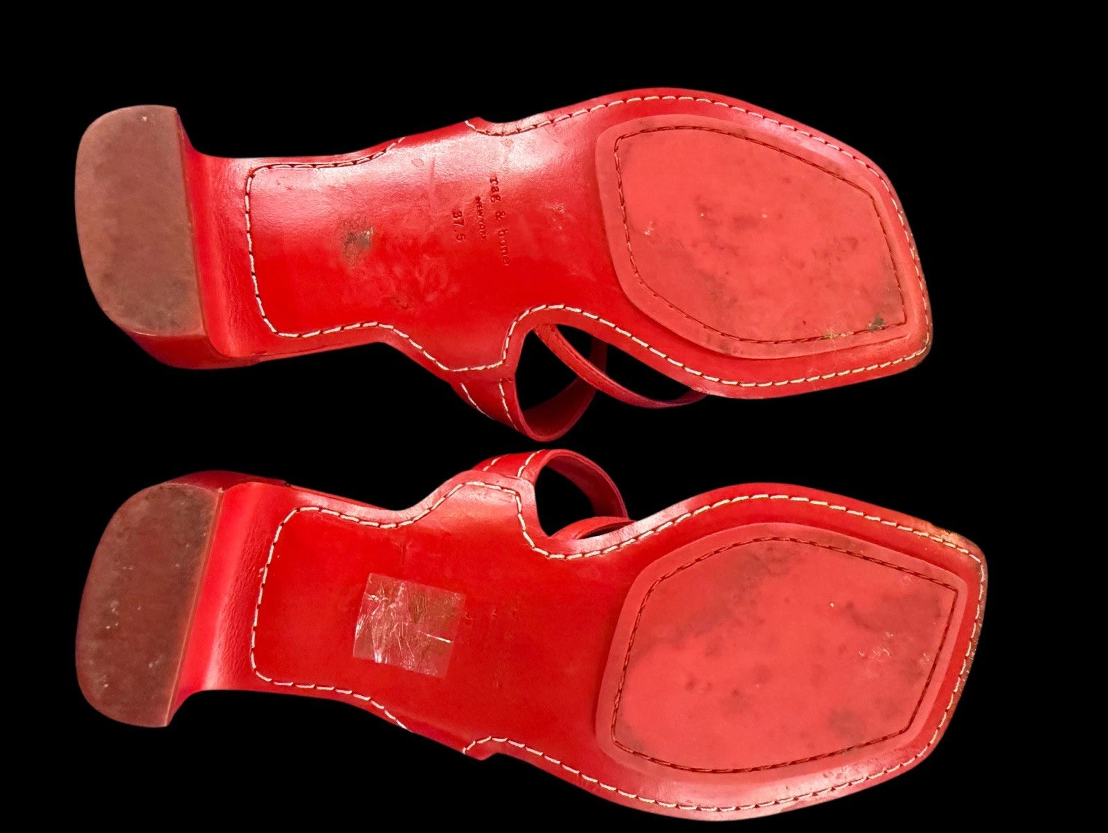 Rag & Bone Colt Sandals Slides Red -White Thongs Shoes Sz 37.5 US 7