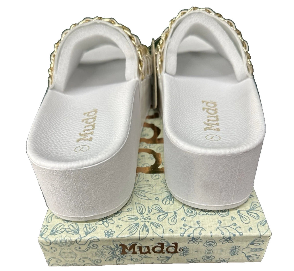 Mudd Platform Slode Sandal White Chain Women's Comfort Summer Fashion Diva