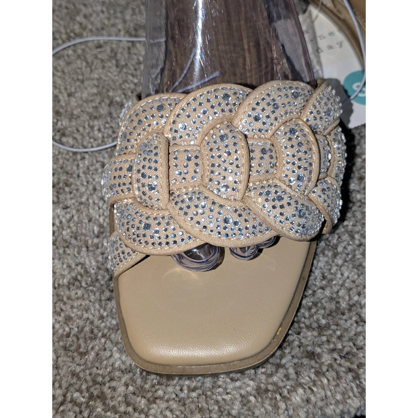 A New Day Women's Maggie Braided Rhinestone Embellished Slide Sandals - Size 8.5