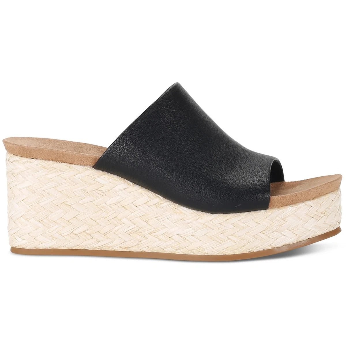 Style & Co. Womens LARISSAA Black Wedge Slide Sandals 11 Medium (B,M) BHFO 0148
