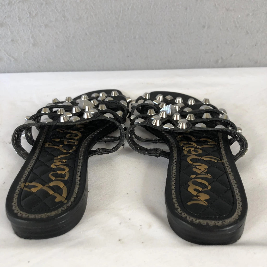 Sam Edelman Shoes Womens Size 7.5 Black Studded Leather Slides Sandals BEATRIS