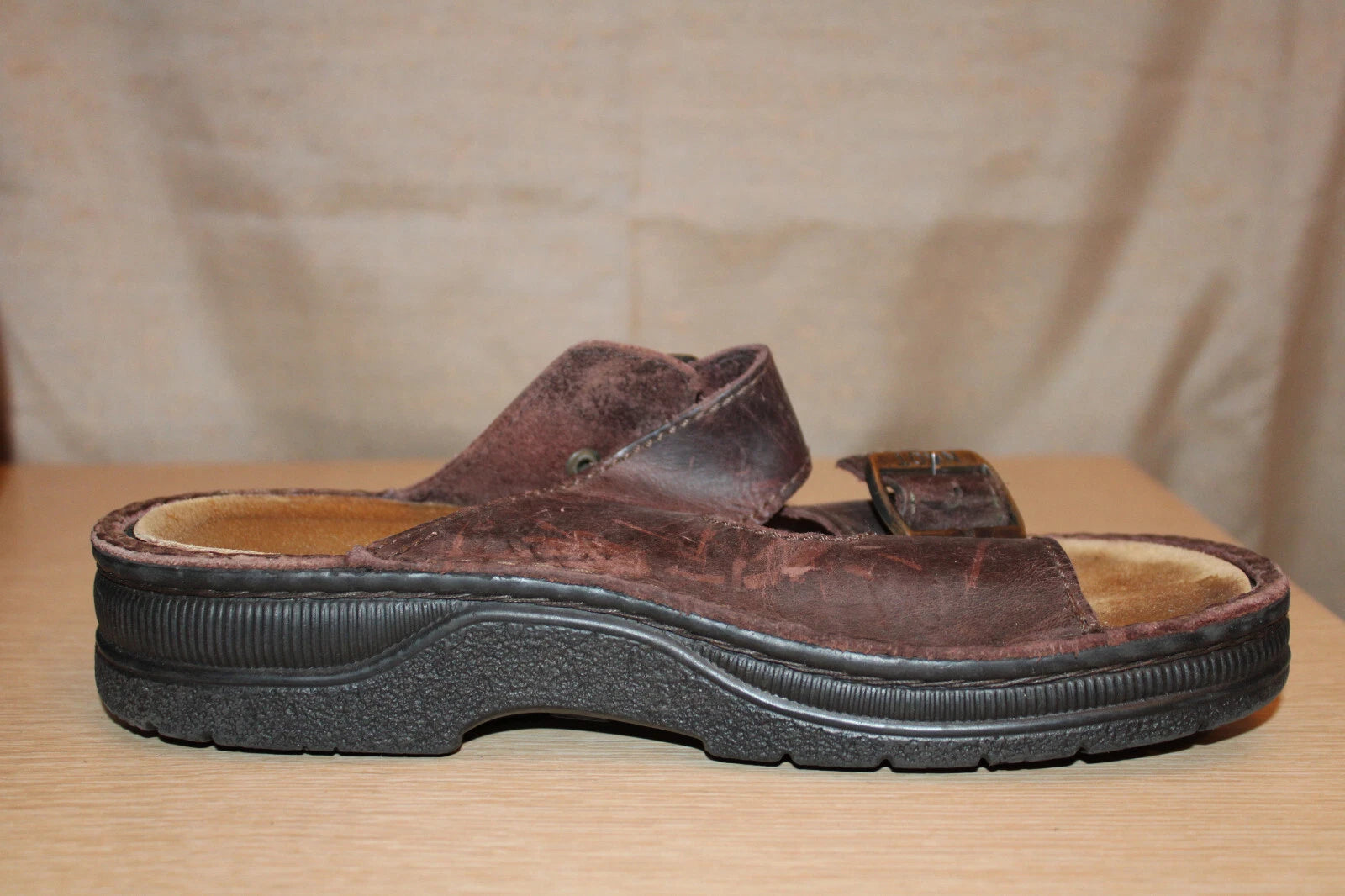 NAOT Brown Oiled Leather Sandal Slide Arizona Style EU 39 US 8