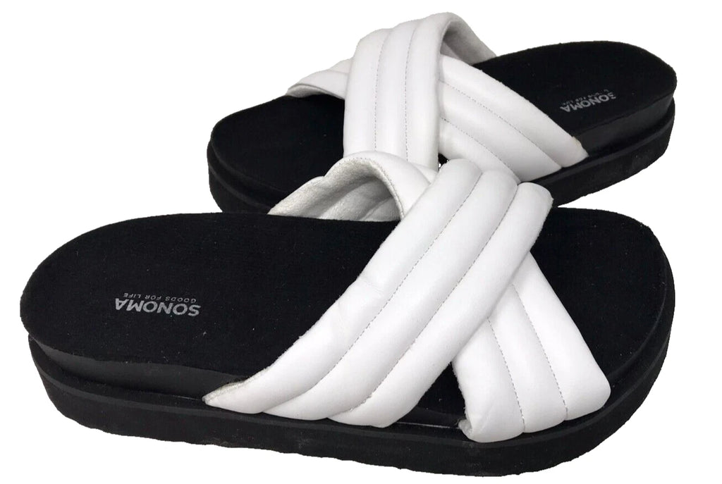 Sonoma Women's Fusilli Platform Slip On Comfort Slides Sandals Wht Size:8 200R