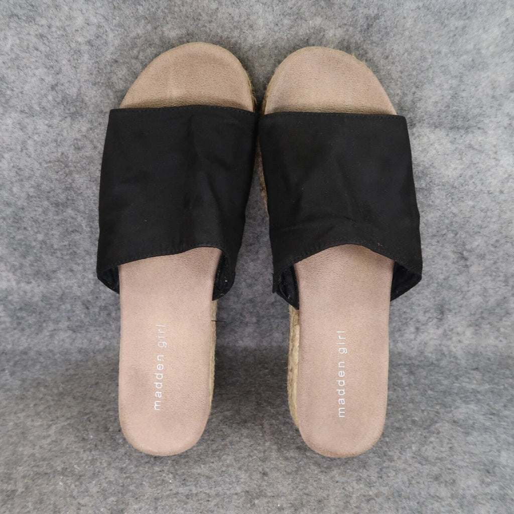 Madden Girl Shoes Womens 8.5 Sandal Platform Slide Emie Fashion Espadrille Black