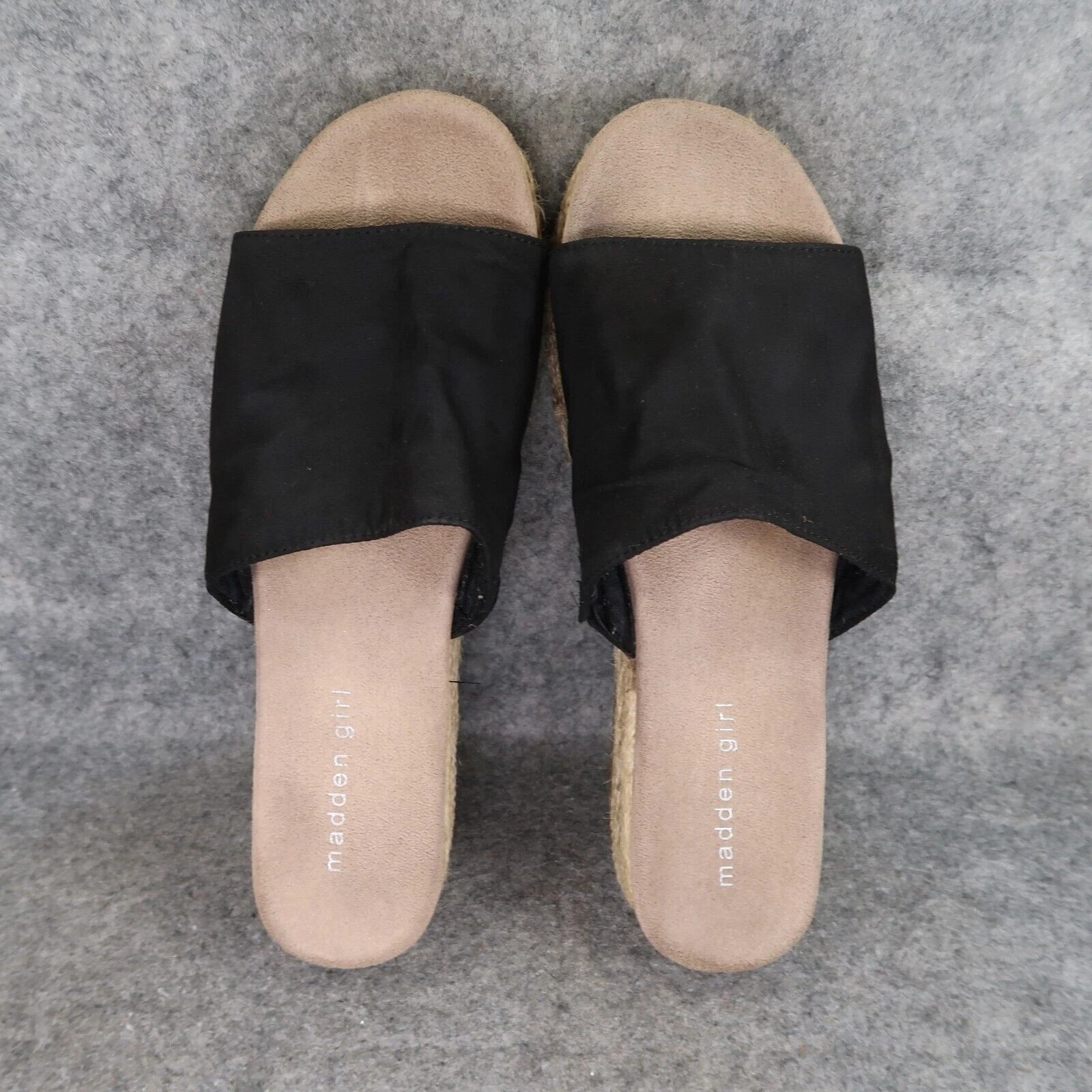 Madden Girl Shoes Womens 8.5 Sandal Platform Slide Emie Fashion Espadrille Black
