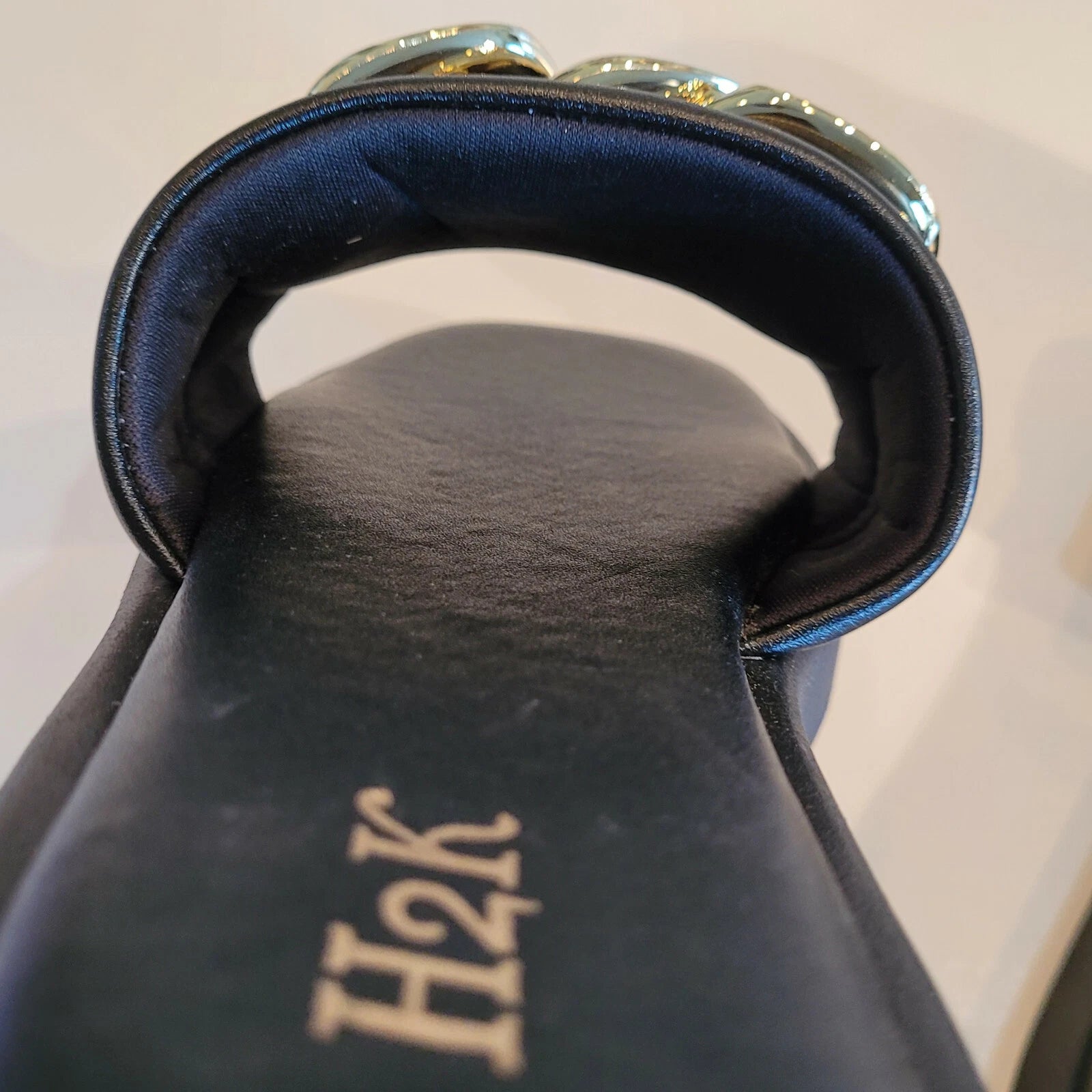 H2K Chain Black Fashion Comfort Soft Slides Flip Flops Sandals  Open Toe New