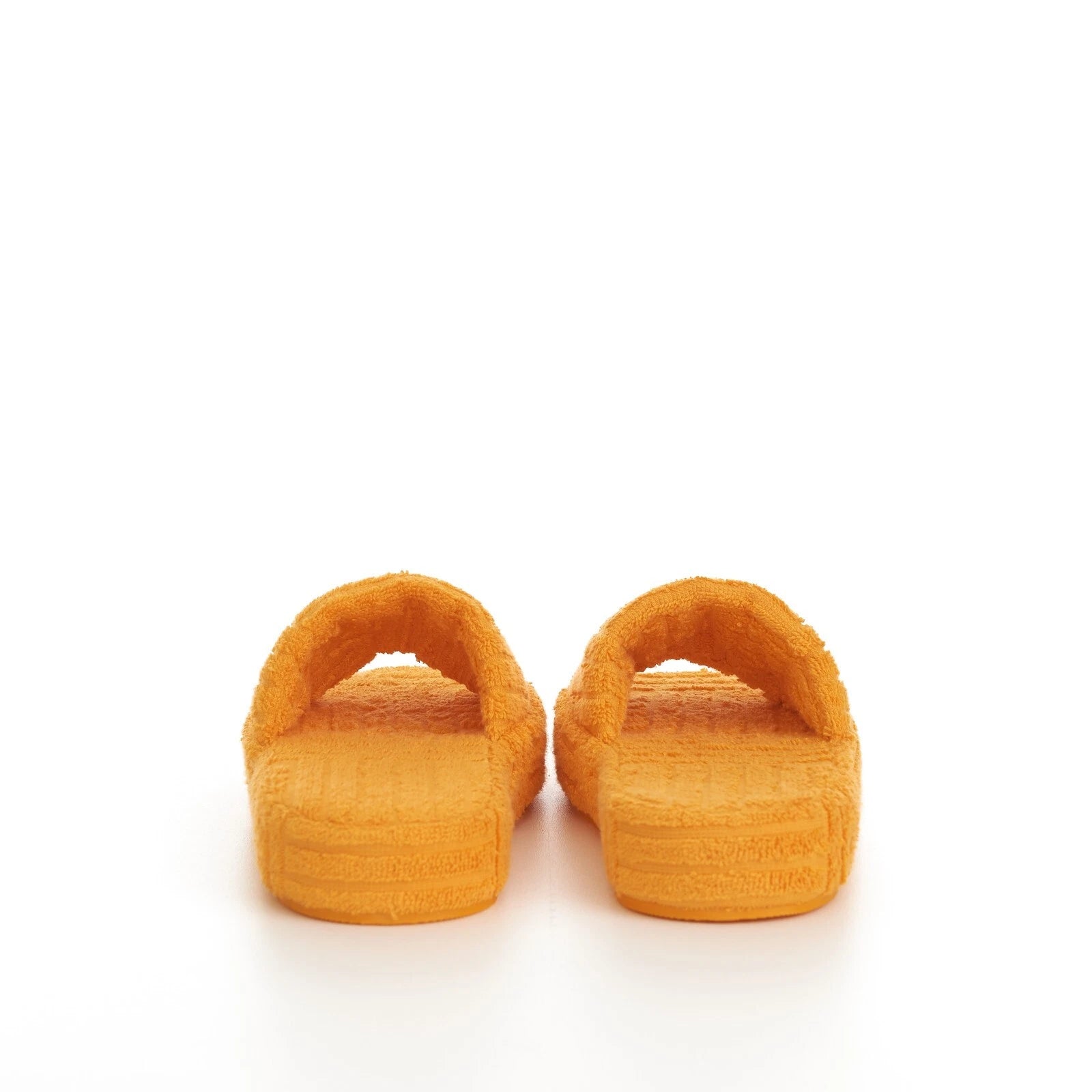 BOTTEGA VENETA 600$ Sponge Slide Sandals - Tangerine Orange Cotton & Rubber