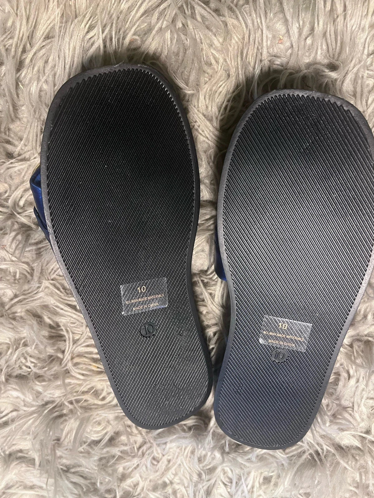 H2K Silver Chain Size 10 Royal Blue Fashion Comfort Soft Slides Sandals Open Toe