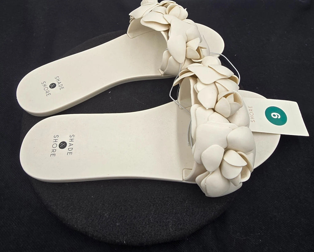 Shade & Shore Floral Slide on Women's Sandals Cream Jelly Style Size 9 - New