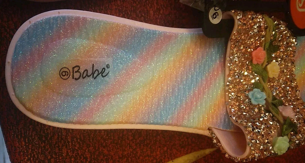 Babe's Rainbow Floral Pink Fashion Women's Slides Slippers Size 6 (BRAND NEW)