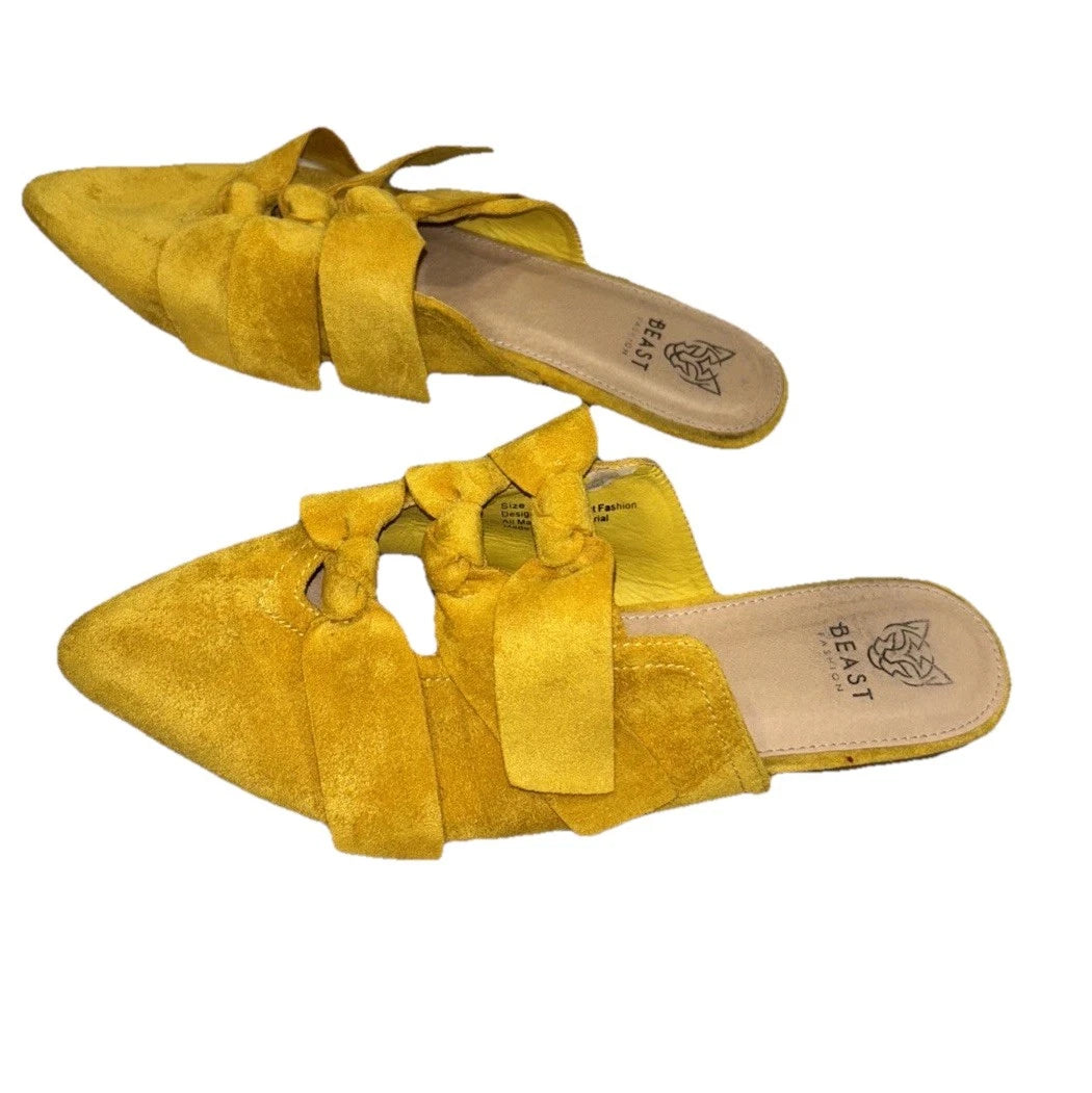 Beast Fashion Yellow Vegan Slides, Women's 10