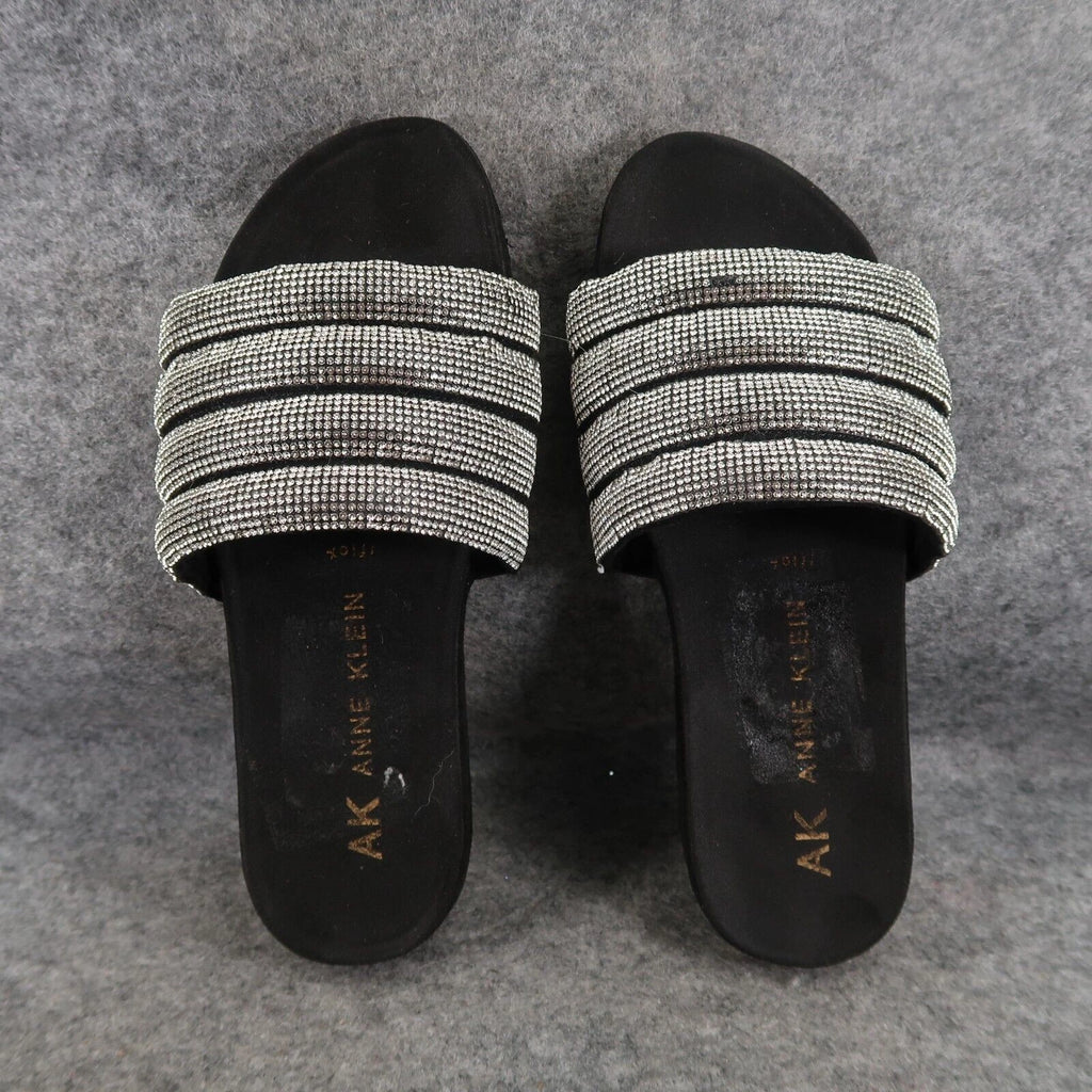 Anne Klein Shoes Womens 7 Sandal Slides Fashion Casual Metallic Gloria Comfort
