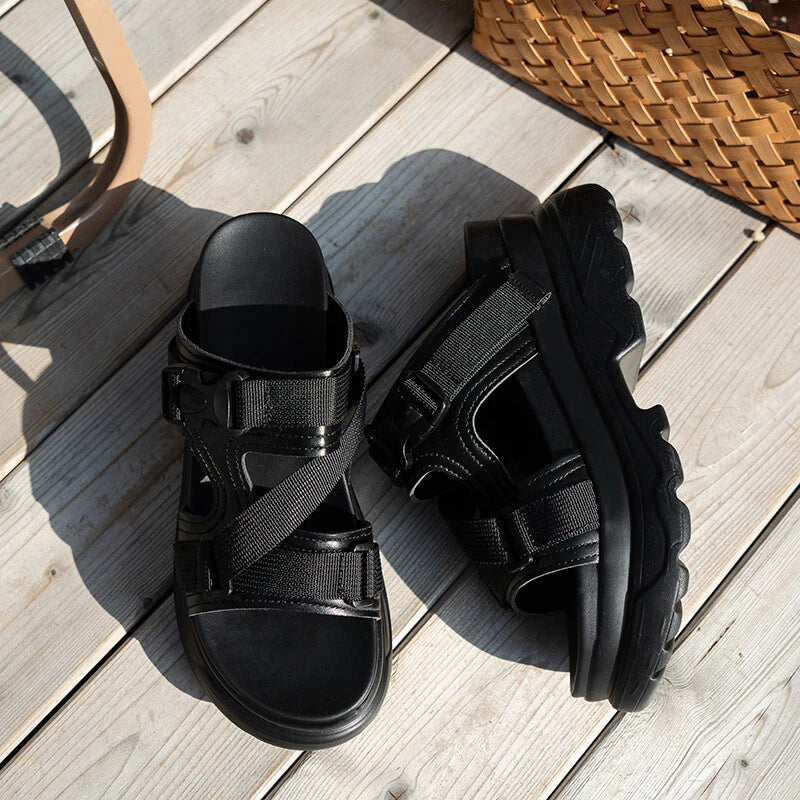 Women's Sandals Ladies Fashion Wedge Platform Slides Slip on Chunky Sandal Shoes