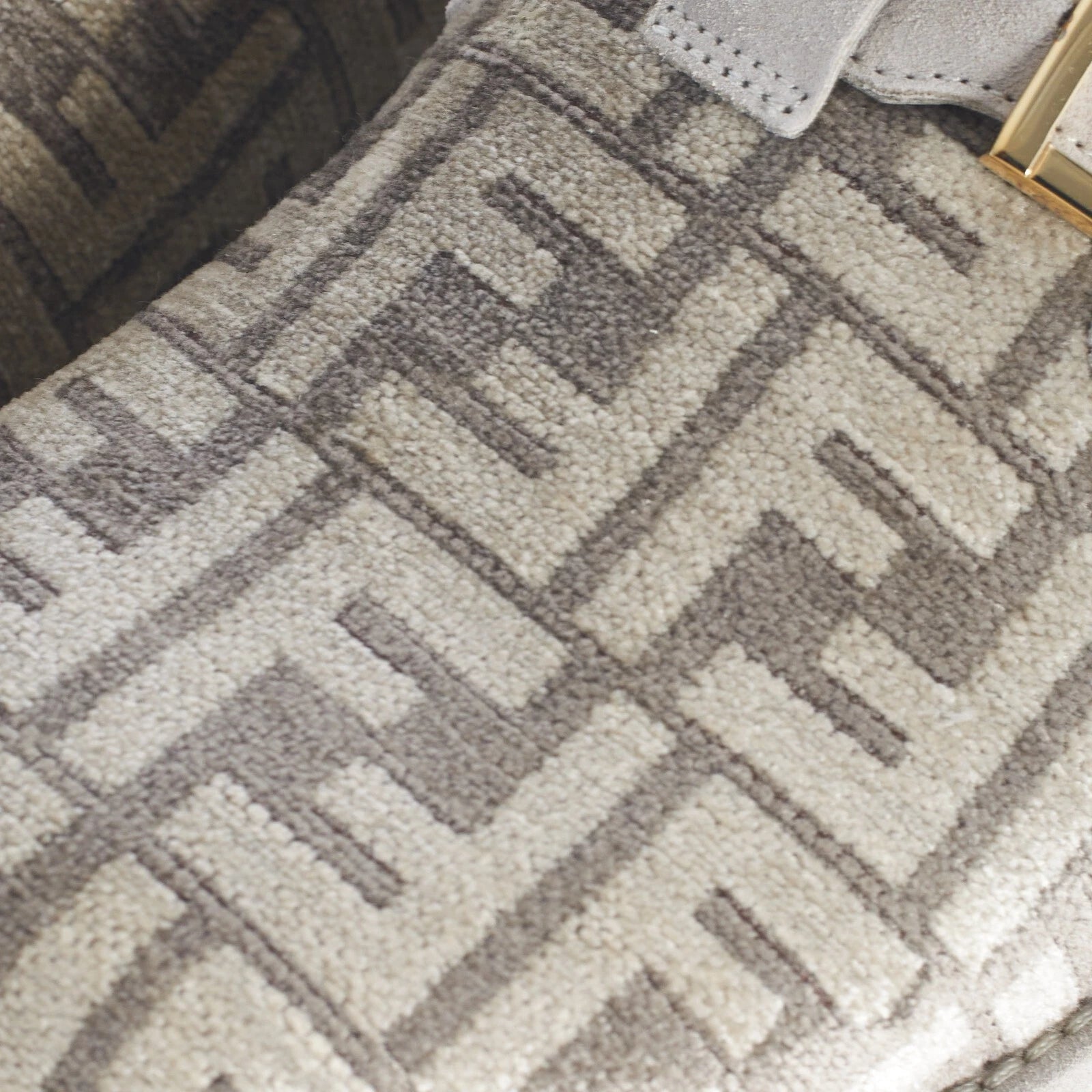 FENDI 995$ Dove Gray Chenille Sabots Sandals - FF Motif / FF Buckle