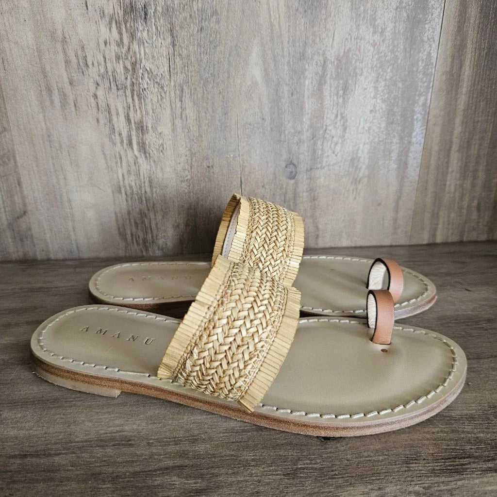 Amanu Style 6 The Shela Woven Slide Sandal Ochre Tan Womens 35 US 5