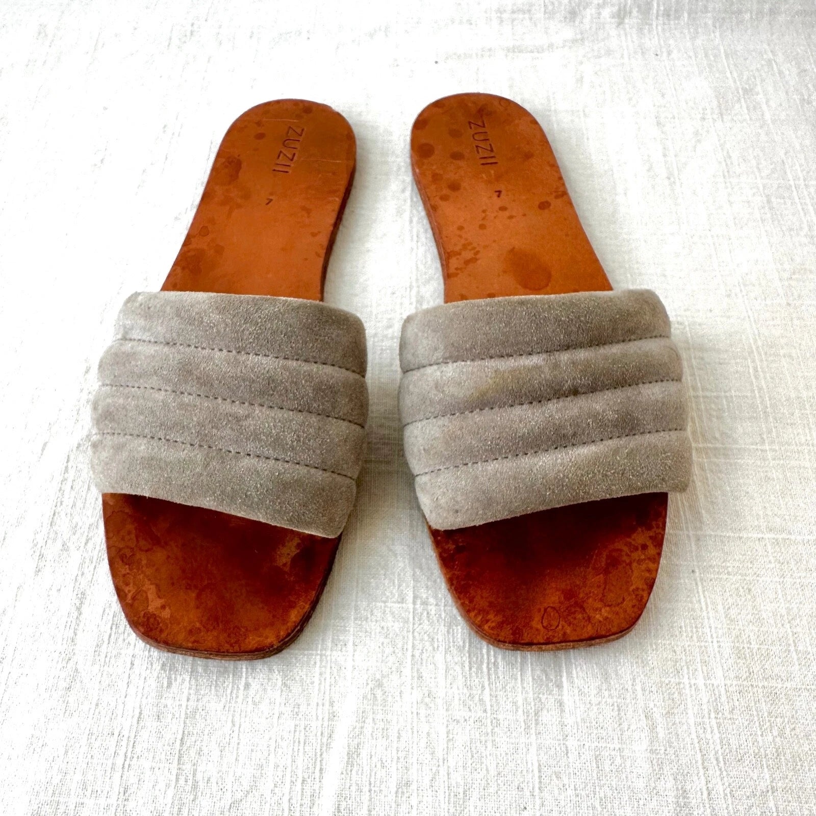 ZUZII Suede Slide Sandals Casual Slip On Flats Minimalist Style Size 7
