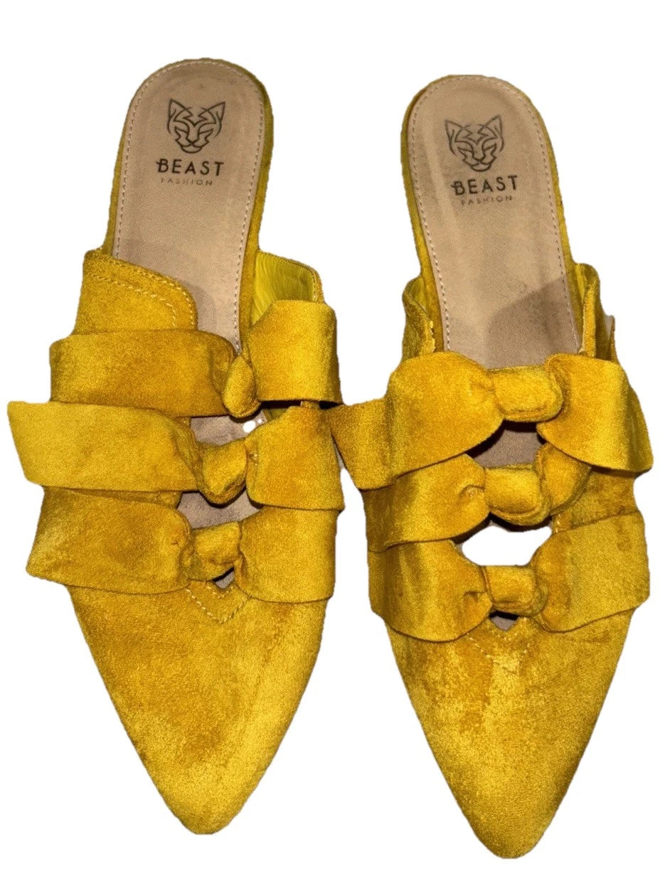 Beast Fashion Yellow Vegan Slides, Women's 10