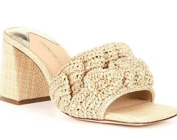 ANTHROPOLOGIE ANTONIO MELANI POLLIE STYLE NATURAL SANDALS SIZE 7 1/2 M