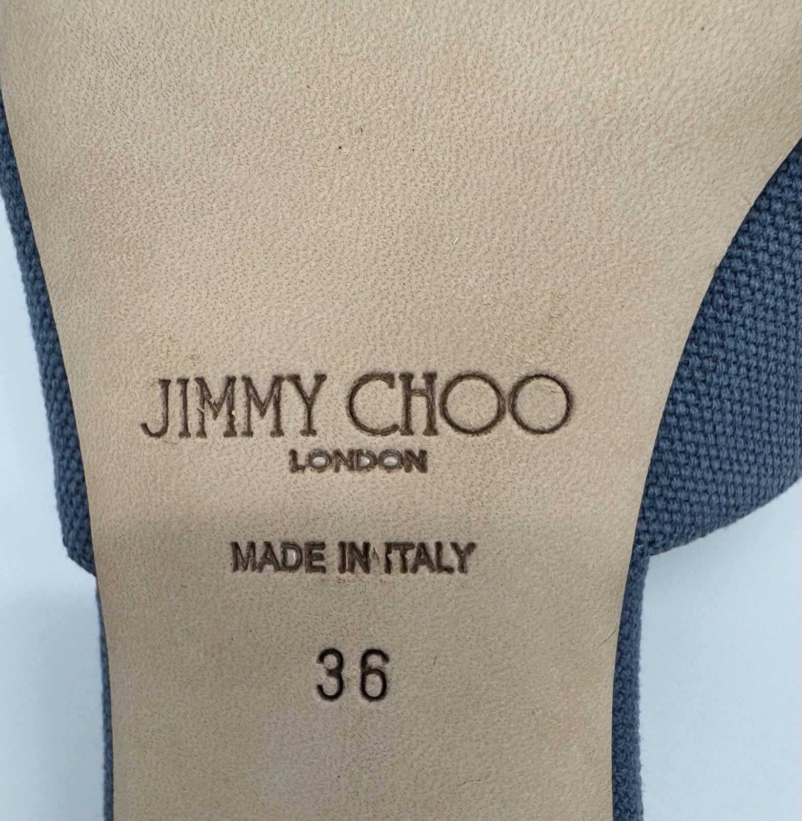 NEW Jimmy Choo Ellison Linen Mule 45 Sandal Denim Blue EU 36 (US 6) Designer