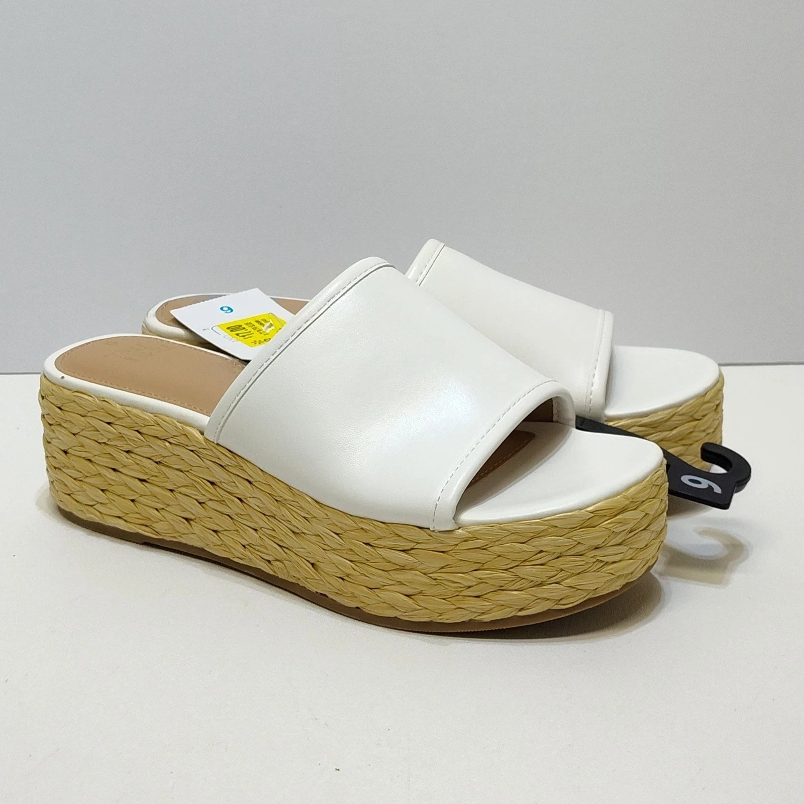 Time And Tru Raffia Platform Slide Sandals Memory Foam Fits True To Size 6 NWT
